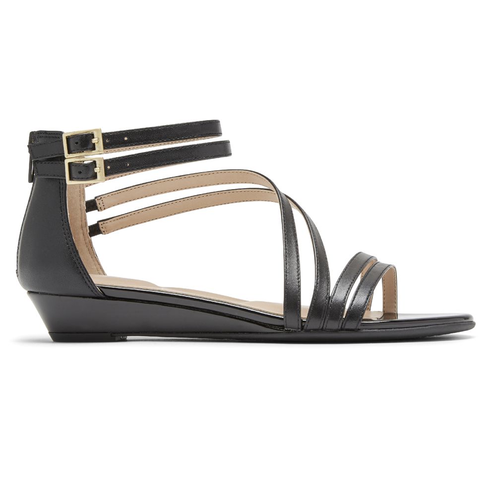 Rockport Women's Total Motion Zandra Asymmetrical Sandals - Black - USA (6305CXDAT)